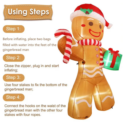 8FT Christmas Inflatables Gingerbread Man